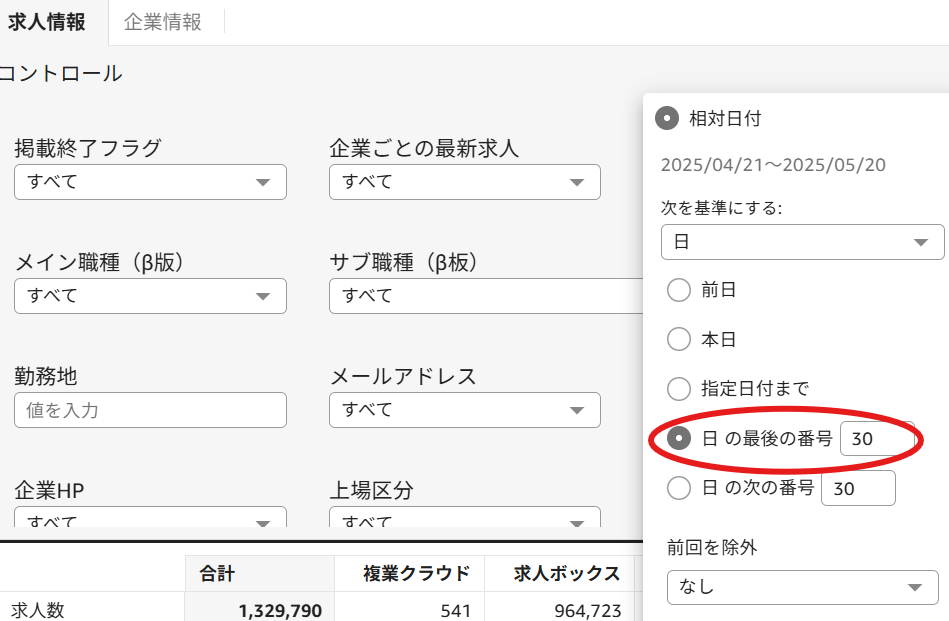 過去30日間の例