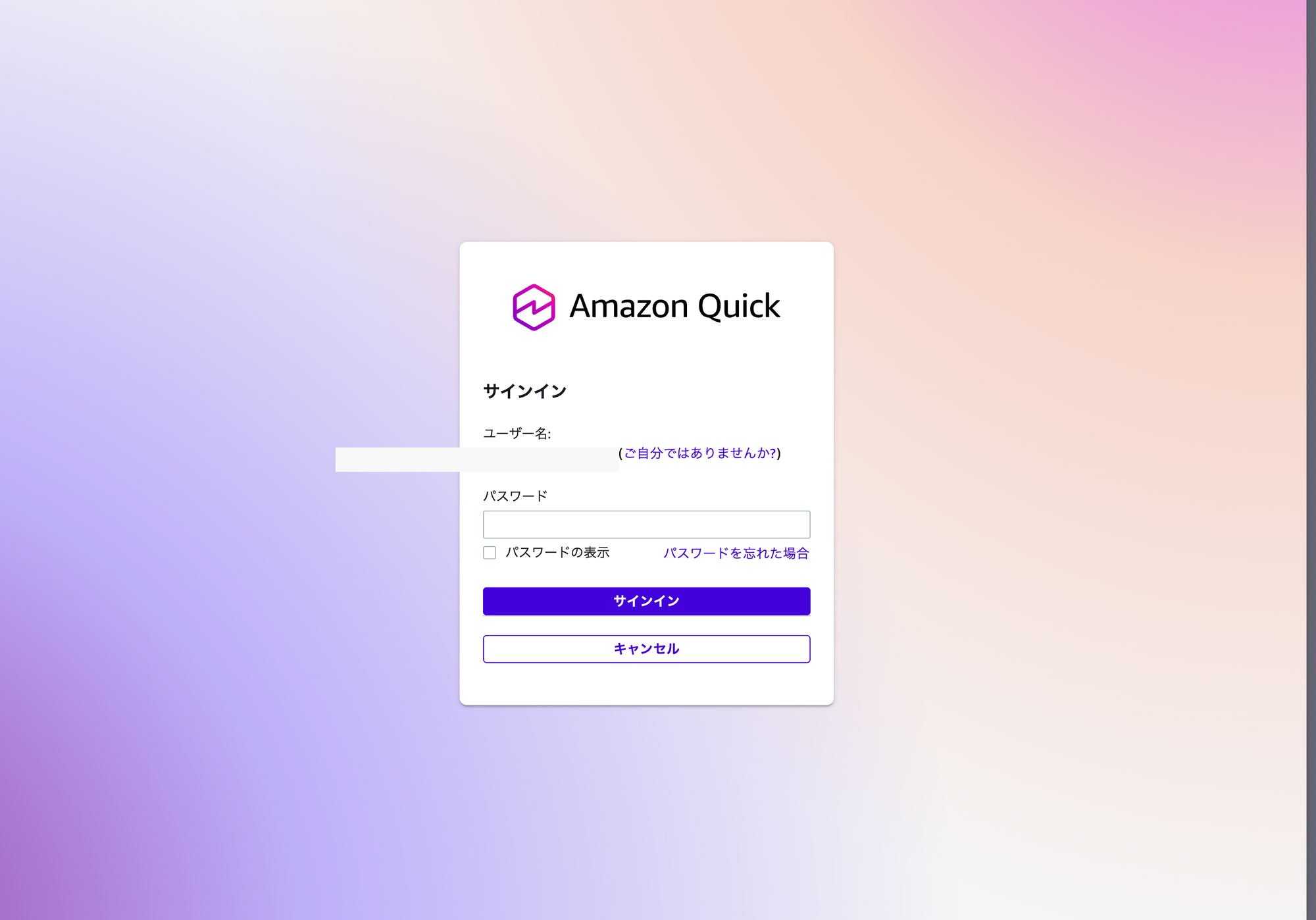 ステップ2: パスワード入力